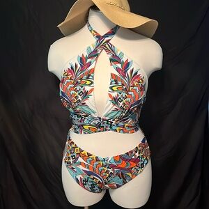 Vintage SwimsuitsForAll Ashley Graham Collection-Multi-Color Bikini-Size 18